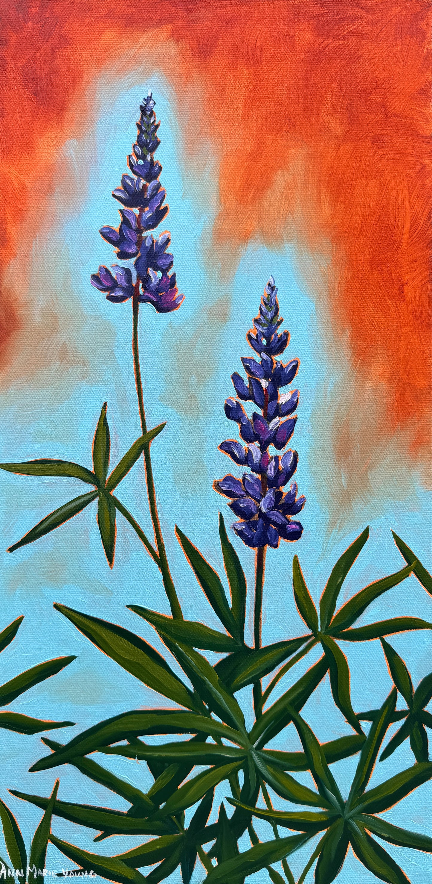 ORIGINAL "Fading Lupine" 10x20 in