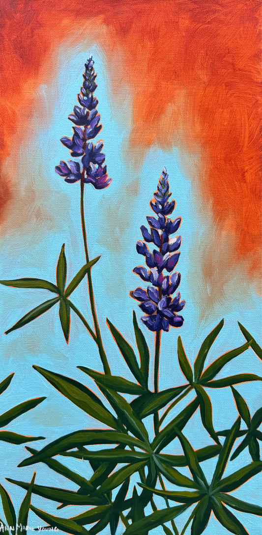 ORIGINAL "Fading Lupine" 10x20 in