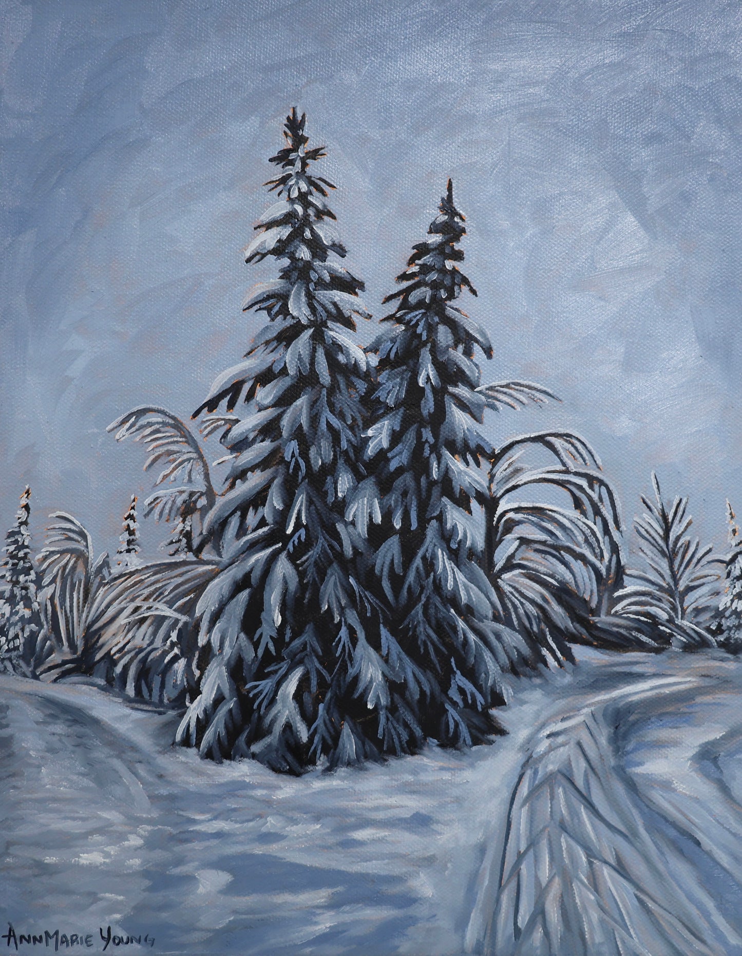 ORIGINAL "Ski Trails" 11x14 in