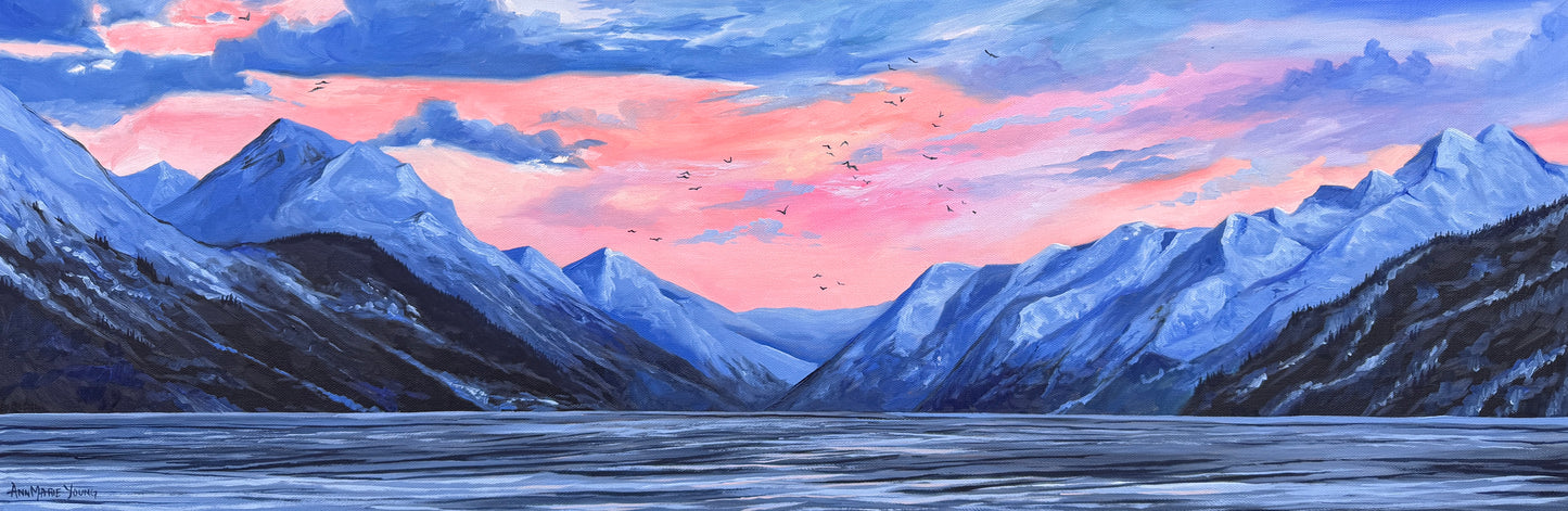 ORIGINAL "Pink Skies" 12x36 in